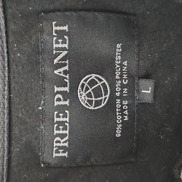 Men's Free Planet patch crew neck zip up sweatshirt Size large gray black - Picture 6 of 9